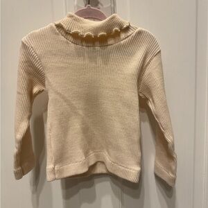 Kit 2T Beige/Cream Ruffle Long Sleeve Turtle Neck Sweater